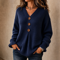Lena | Modern and Comfortable Ribbed V-Neck Knit Sweater