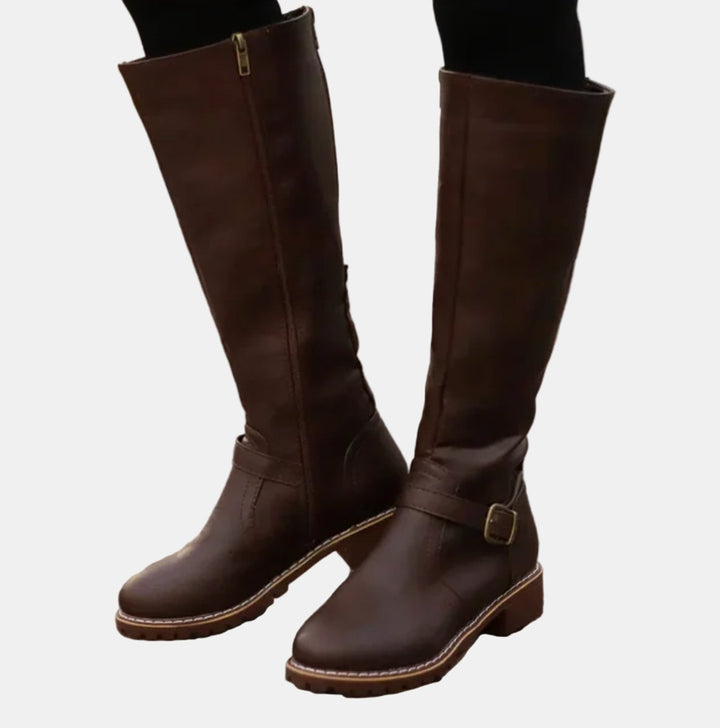 Camille | Stivali al ginocchio eleganti e raffinati con cinturino e fibbia