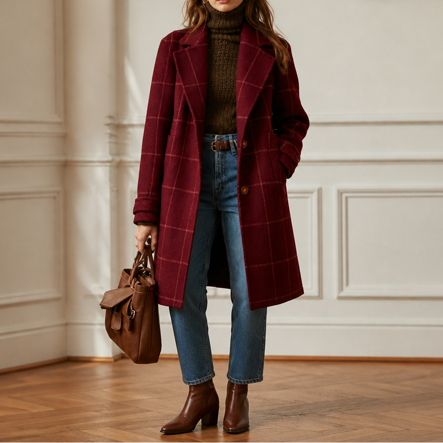 Wearbella | Plaid Oversized Coat – Stylish Checkered Design for Women