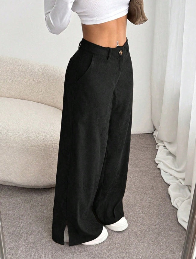 Clara | High-Waist Wide Leg Pants with Side Slits