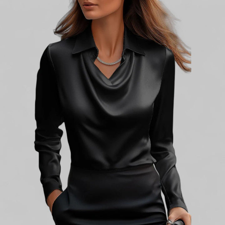 Andrea | Draped Neck Blouse for Women in Satin