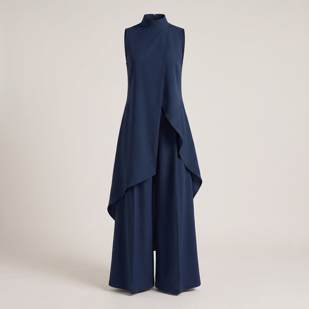 Elara | Wide Leg Jumpsuit – Elegant Asymmetric Design for Women