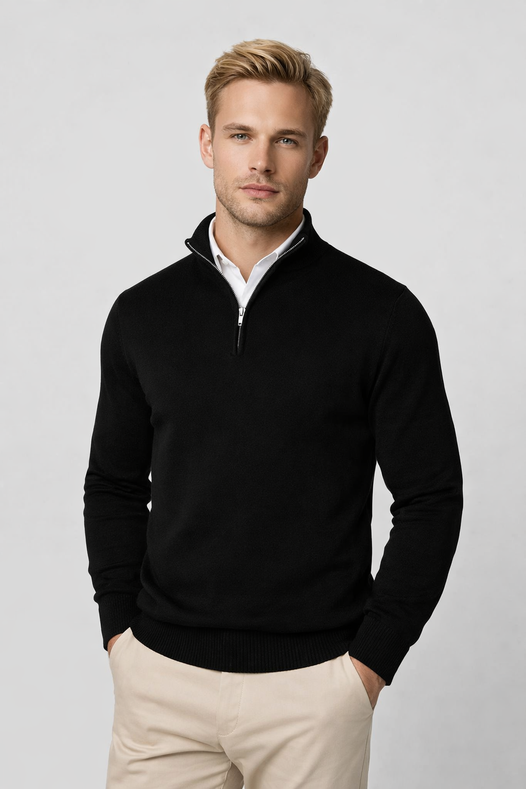 Lucas | Elegant and Modern Half Zip High Neck Sweater