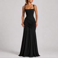 Ava | Sophisticated Fall Wedding Ruched Square-Neck Maxi Dress