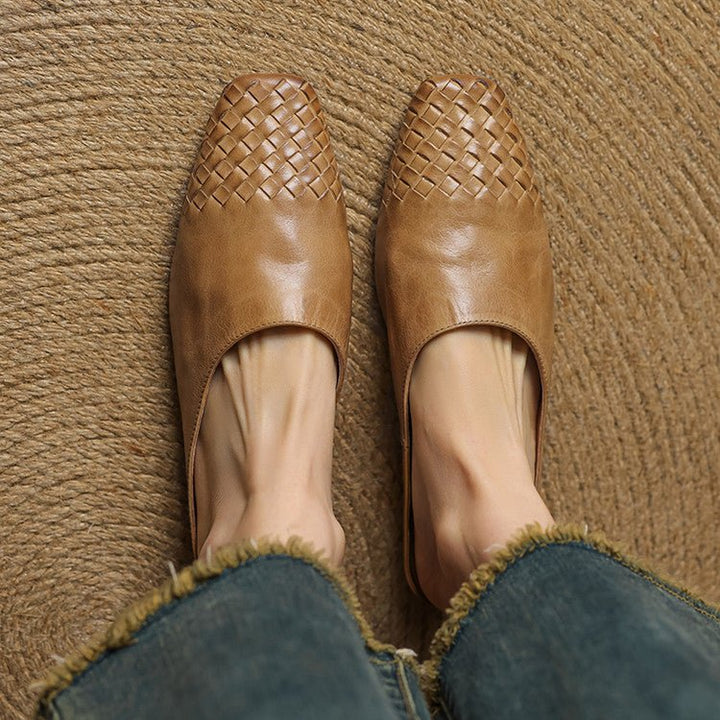 Alice | Mule eleganti e di stile in pelle intrecciata, senza lacci