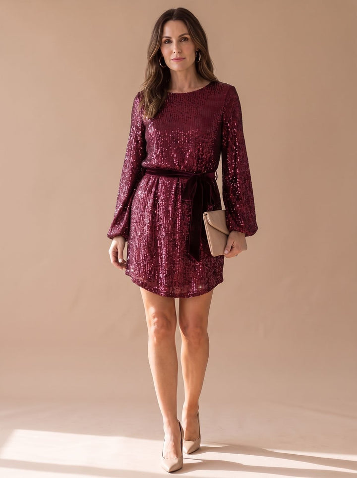 Mia | Sequin Mini Dress – Chic Balloon Sleeves for Women