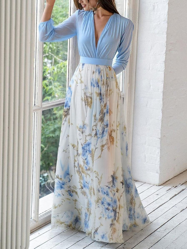 Livia | Elegantes und anmutiges florales Maxi-Kleid mit langen Ärmeln