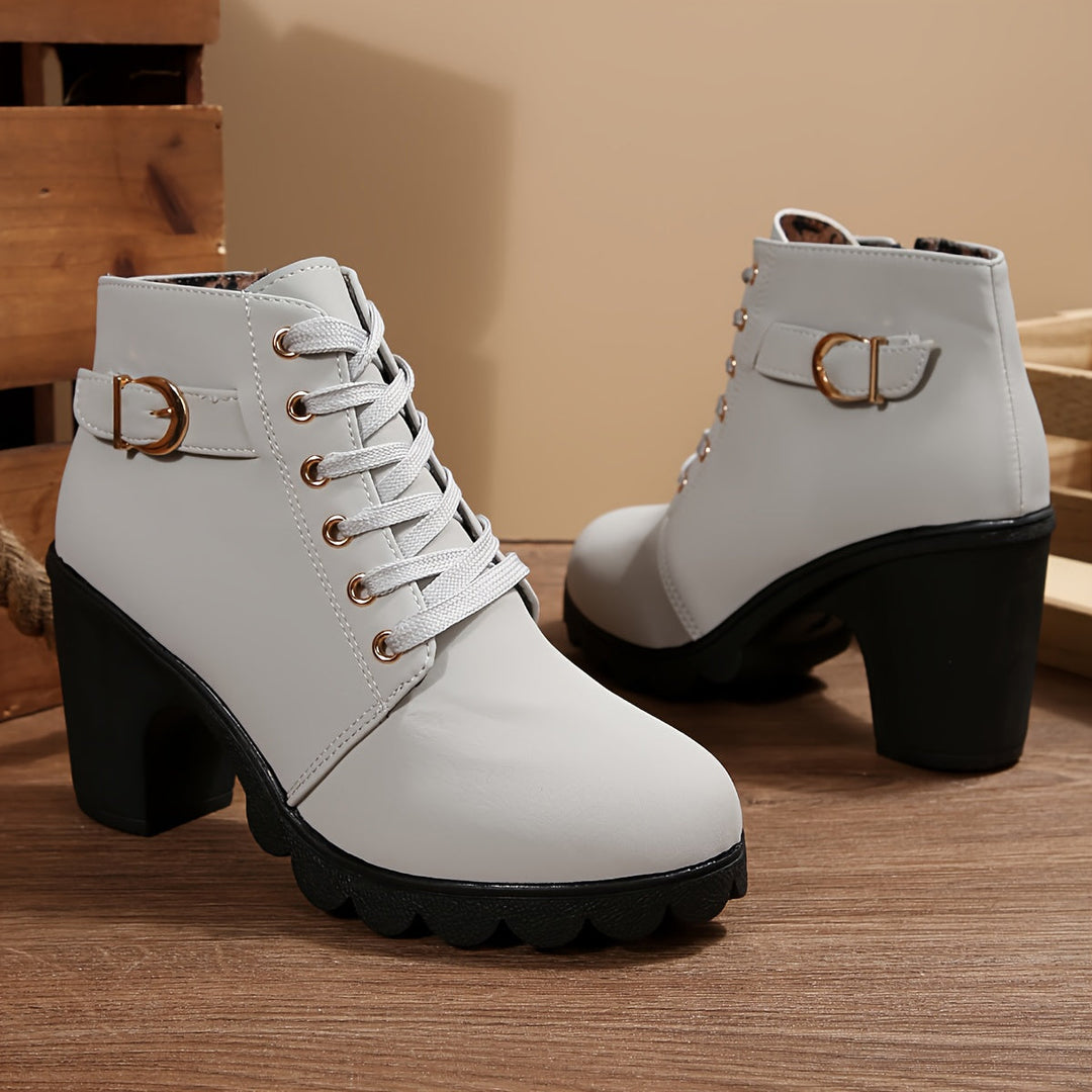 Sofia | Elegante Schnürstiefeletten mit Blockabsatz