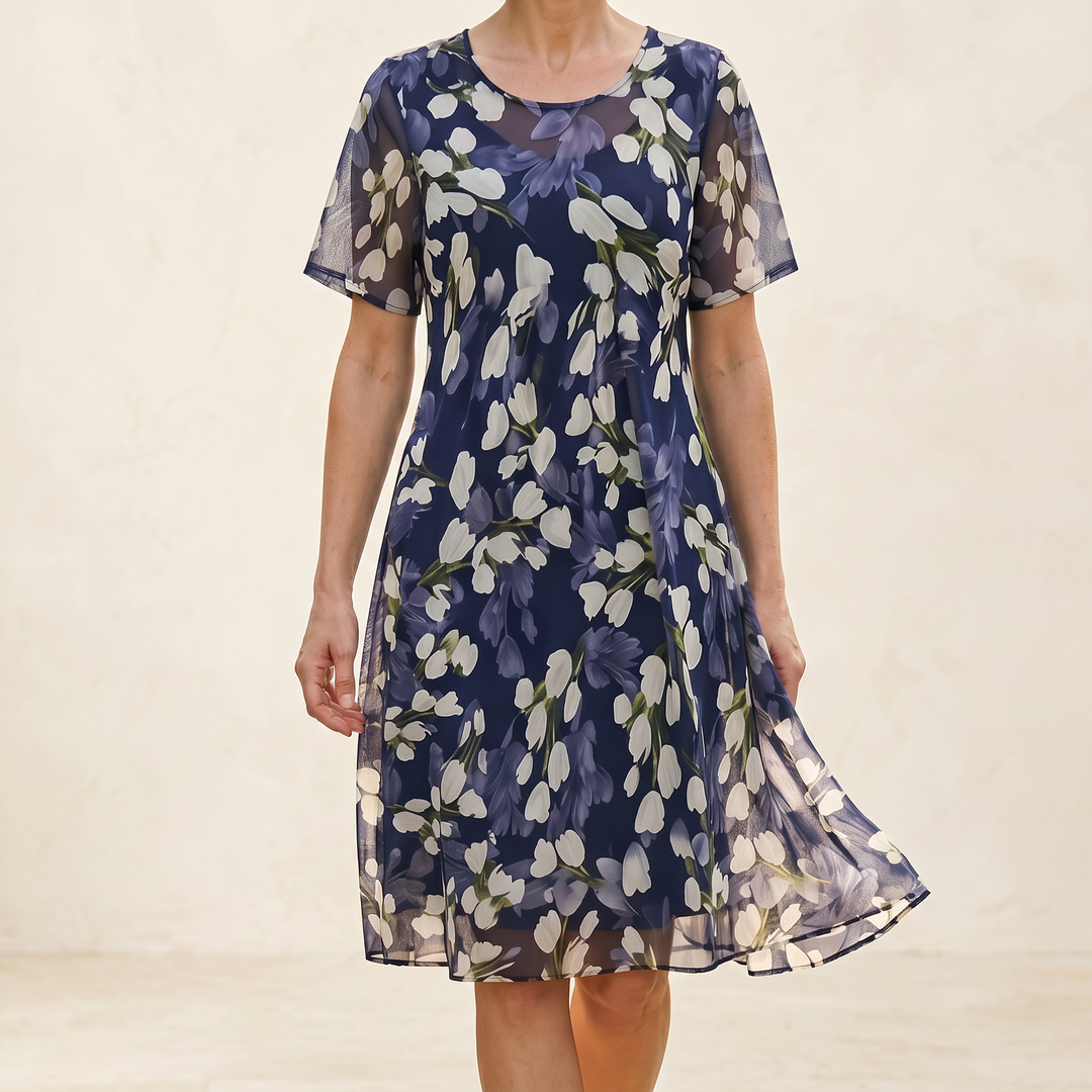 Florenza | Midi Dress – Elegant Navy Floral Style for Women