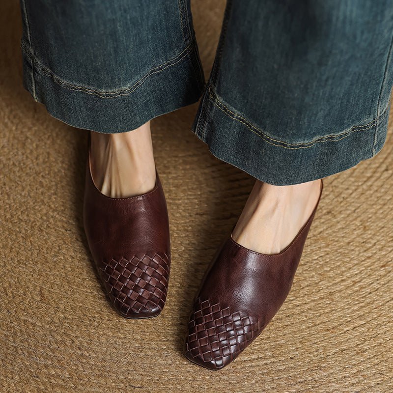 Alice | Mule eleganti e di stile in pelle intrecciata, senza lacci