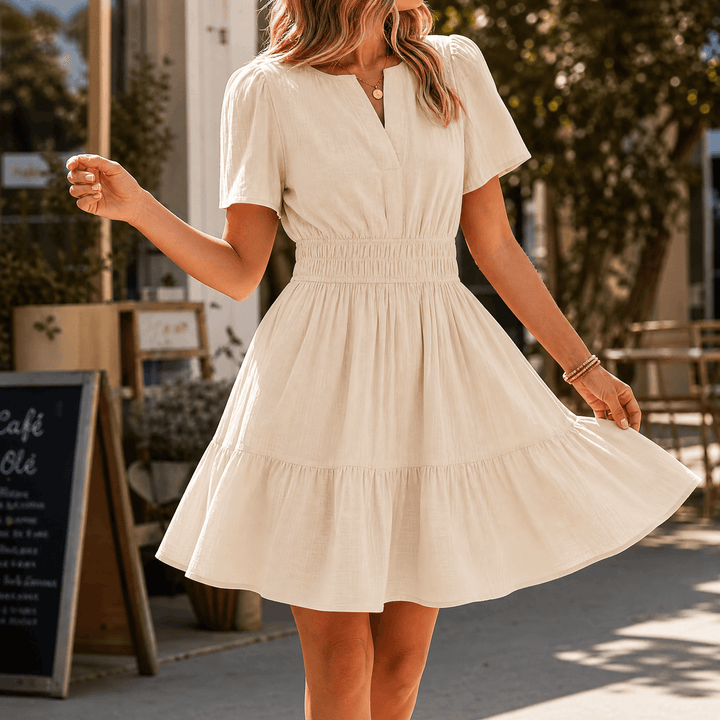 Solenna | Smocked Waist Tiered Mini Dress for Women