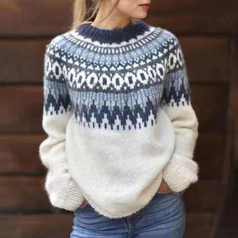 Daria | Wool Sweater – Nordic Pattern Design for Casual Wear
