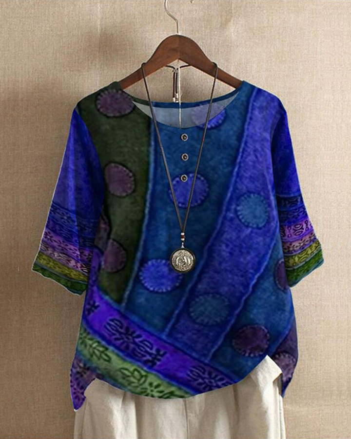 Luna | Relaxed and Comfortable Bohemian Cotton Blend Tunic Top