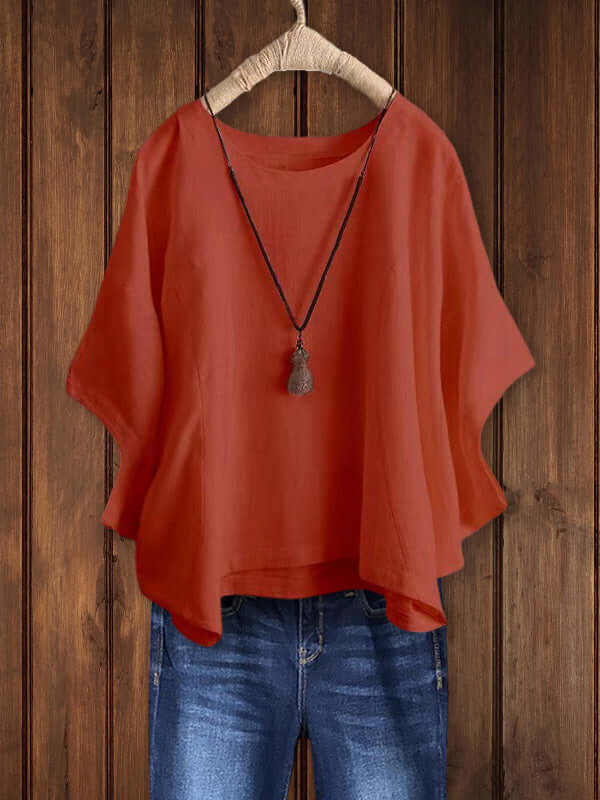 Nora | Relaxed Round Neck Dolman Sleeve Tunic Top