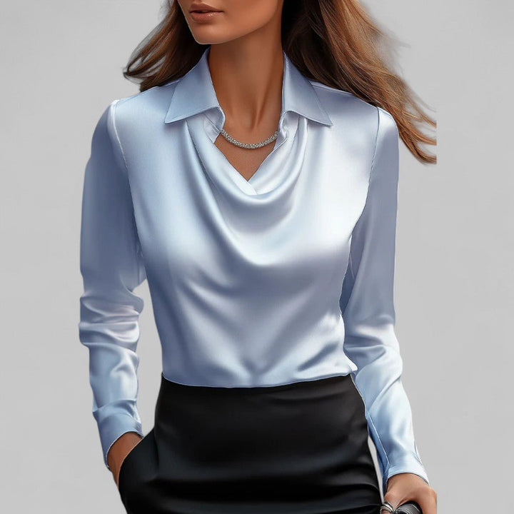Andrea | Draped Neck Blouse for Women in Satin