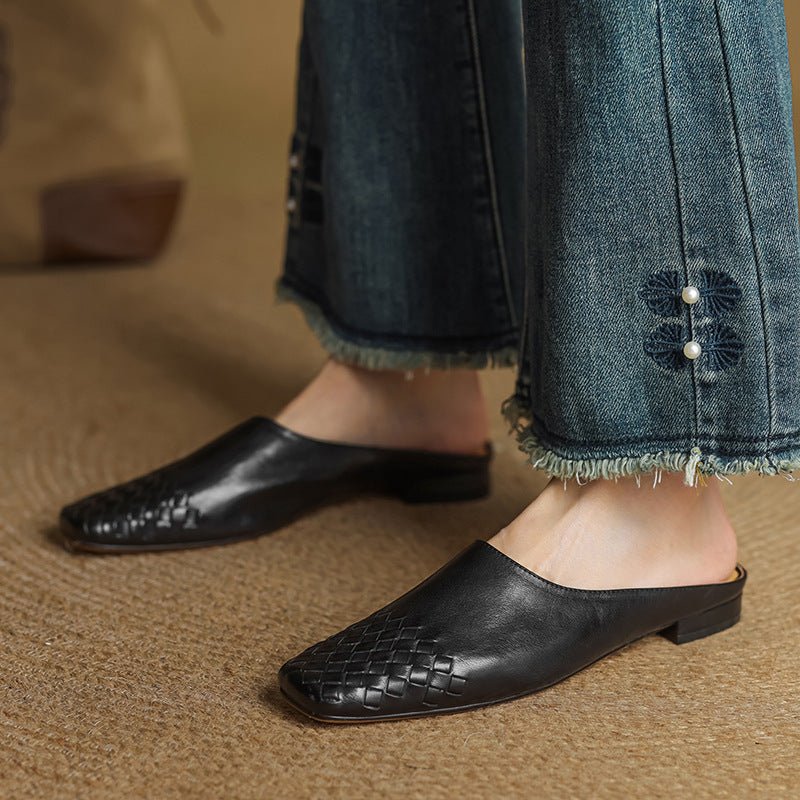 Alice | Mule eleganti e di stile in pelle intrecciata, senza lacci