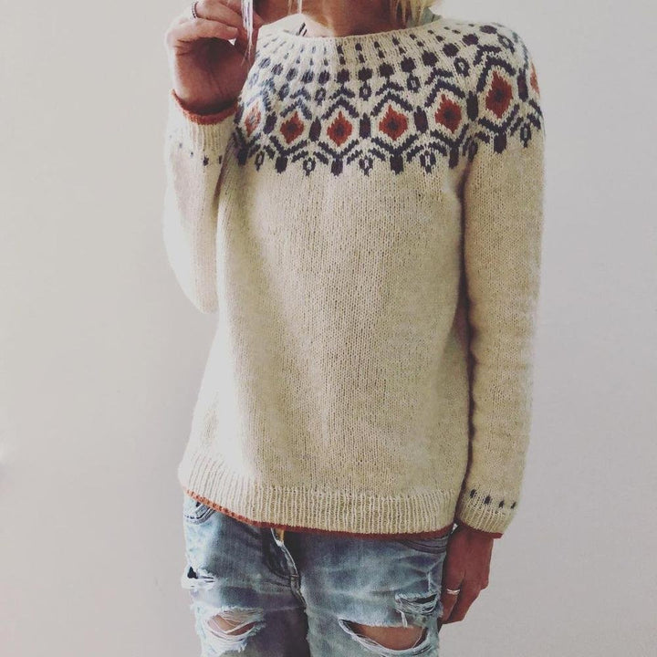 Luna | Chunky Knit Sweater – Geometric Design for All Seasons