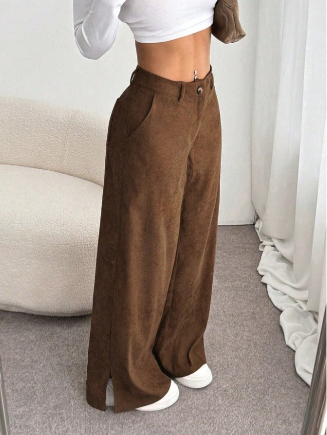 Clara | High-Waist Wide Leg Pants with Side Slits
