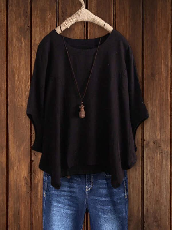 Nora | Relaxed Round Neck Dolman Sleeve Tunic Top