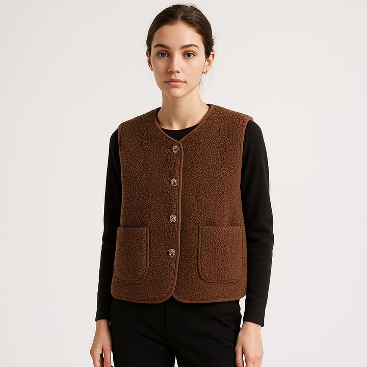 Livia | Stylish And Cozy Shearling Effect Sleeveless Vest