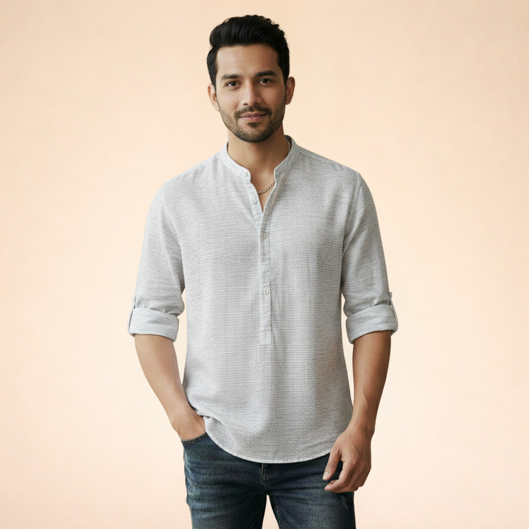 Ardello| Herren Klassisches Henley-Langarmshirt