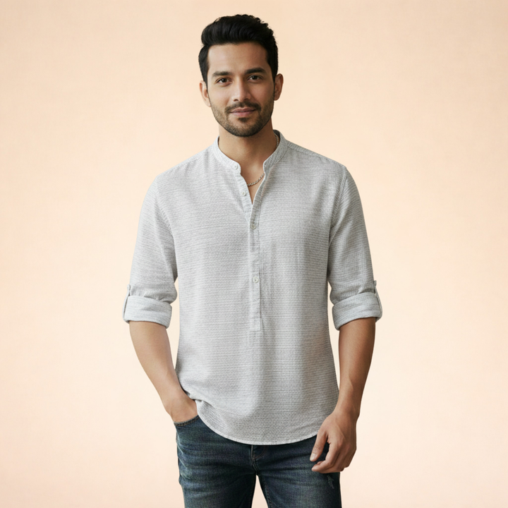 Ardello| Herren Klassisches Henley-Langarmshirt