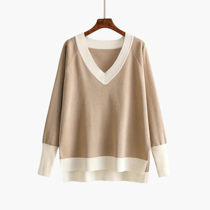 Viora | Sweater Set – V-Neck Design with Wide-Leg Trousers for Women