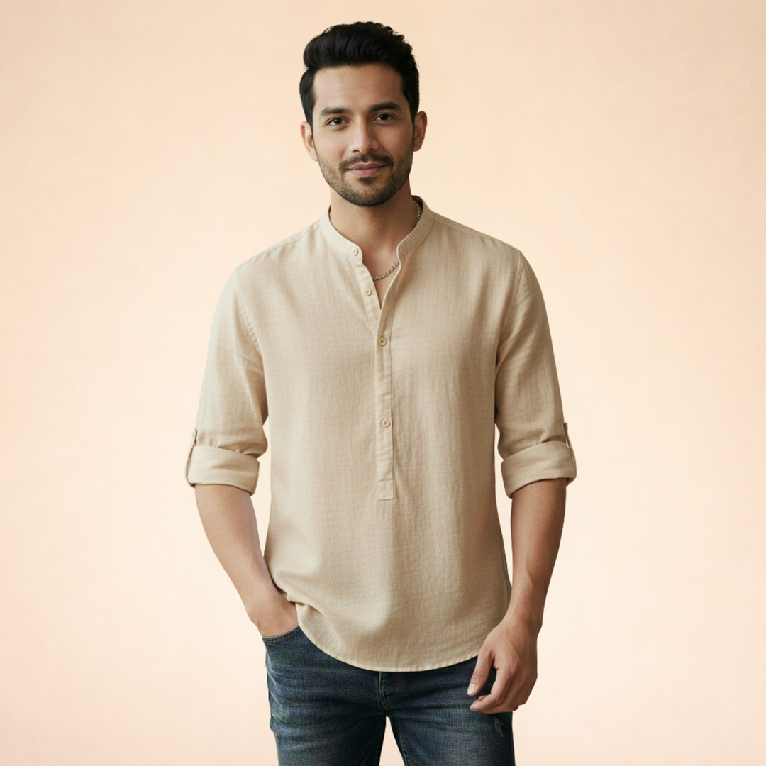 Ardello| Herren Klassisches Henley-Langarmshirt