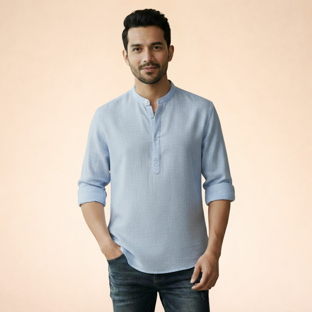 Ardello| Herren Klassisches Henley-Langarmshirt