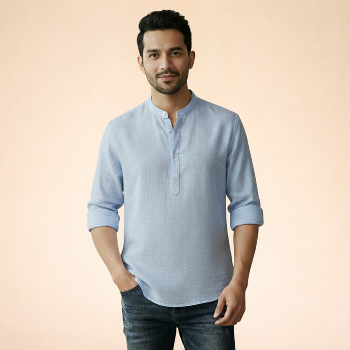 Ardello| Herren Klassisches Henley-Langarmshirt