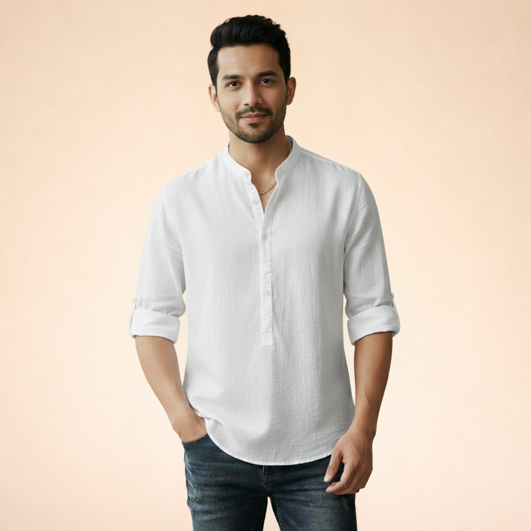 Ardello| Herren Klassisches Henley-Langarmshirt