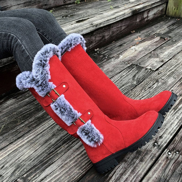 Sophie | Kuschelige und stilvolle kniehohe Stiefel mit Fellbesatz