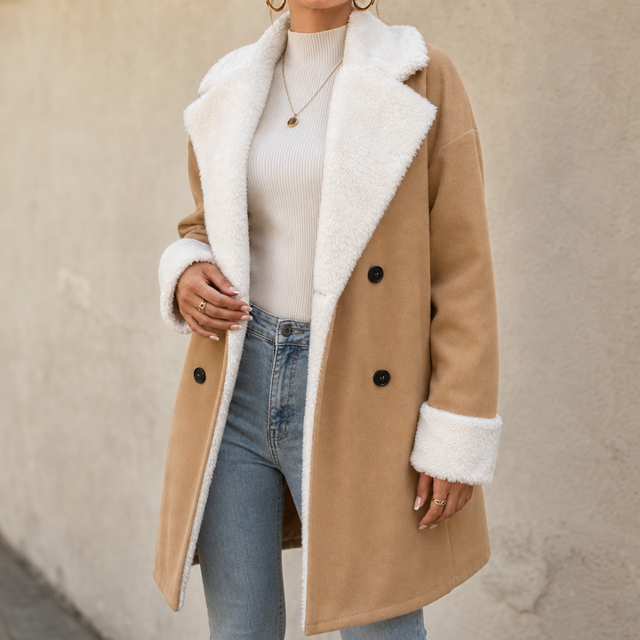 Mayfield | Woolen Coat with Plush Trim for a Relaxed Fit