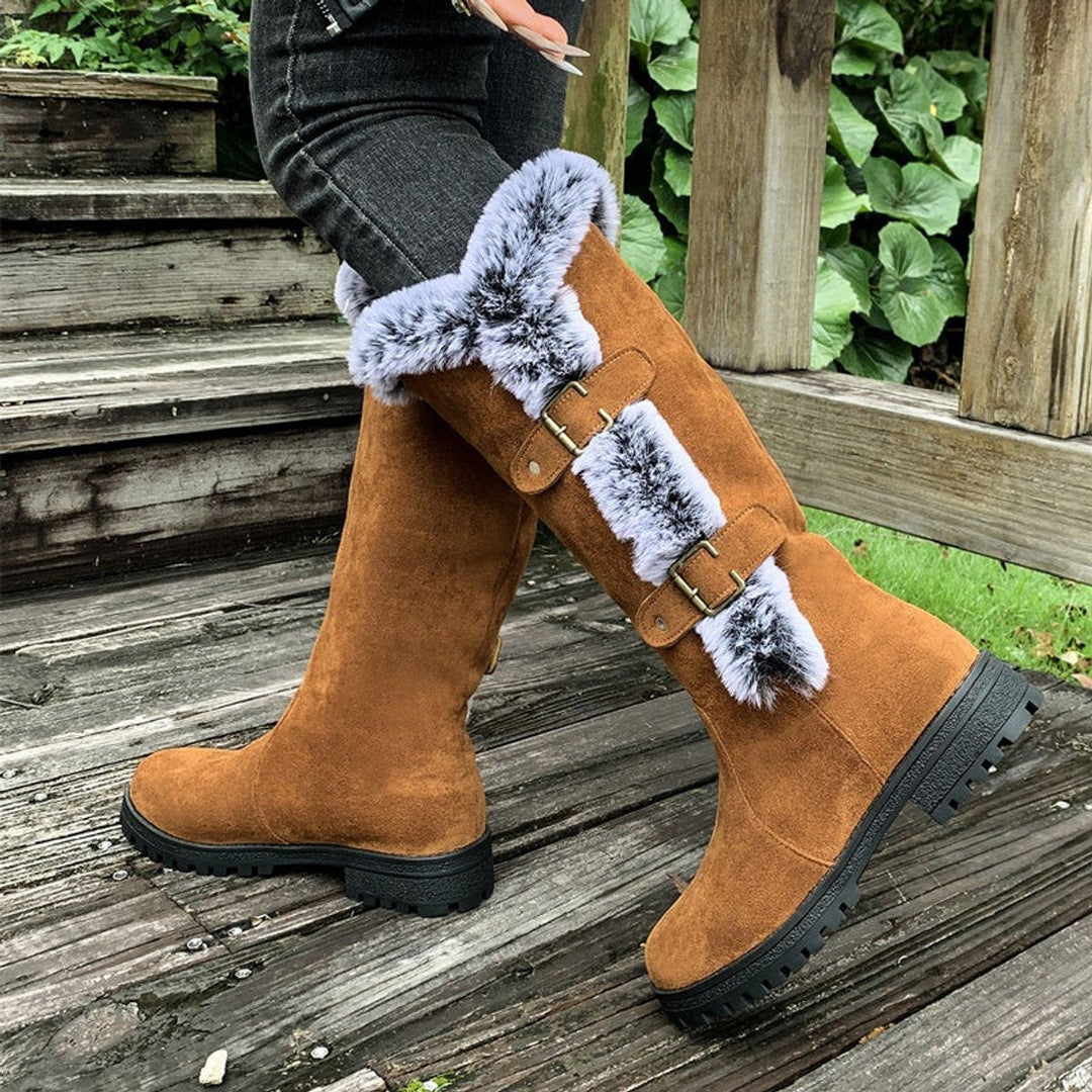 Sophie | Kuschelige und stilvolle kniehohe Stiefel mit Fellbesatz