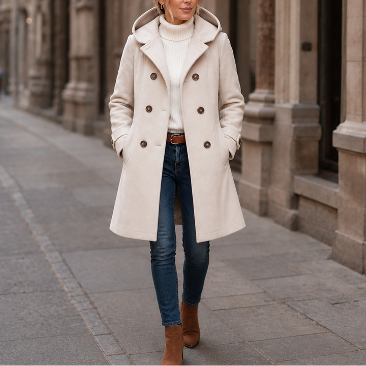 Mayfield | Double-Breasted Hooded Peacoat – Stylish Winter Coat for Women