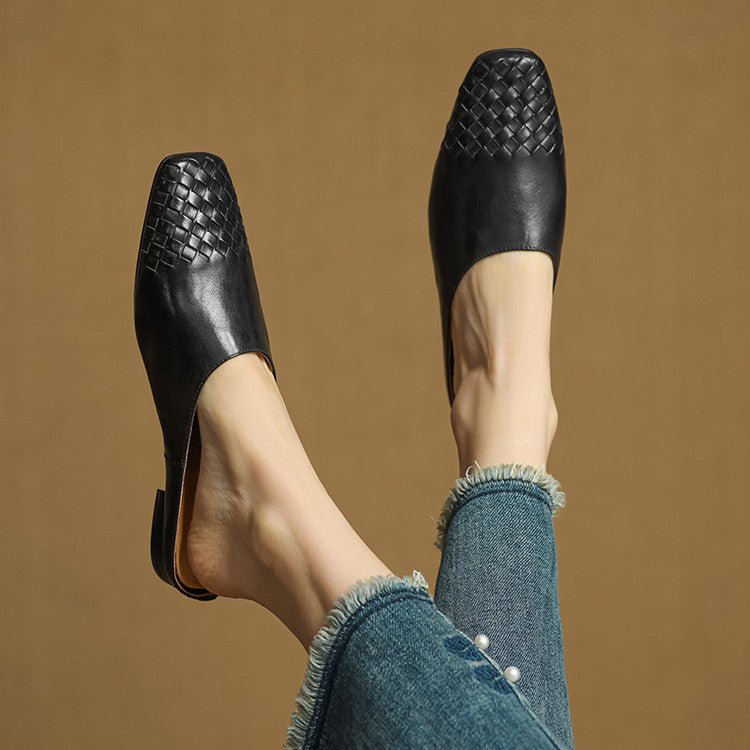 Alice | Mule eleganti e di stile in pelle intrecciata, senza lacci