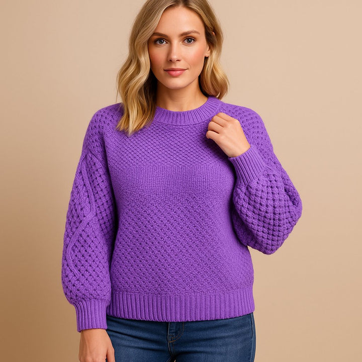Julia | Stylish and Comfortable Cable-Knit Sleeve Sweater