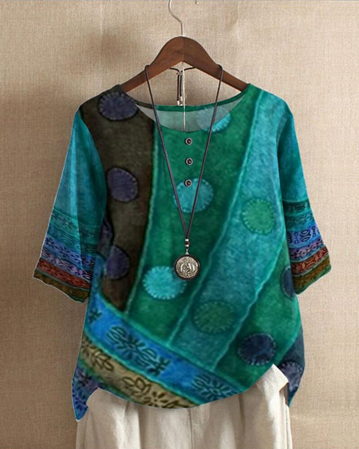 Luna | Relaxed and Comfortable Bohemian Cotton Blend Tunic Top