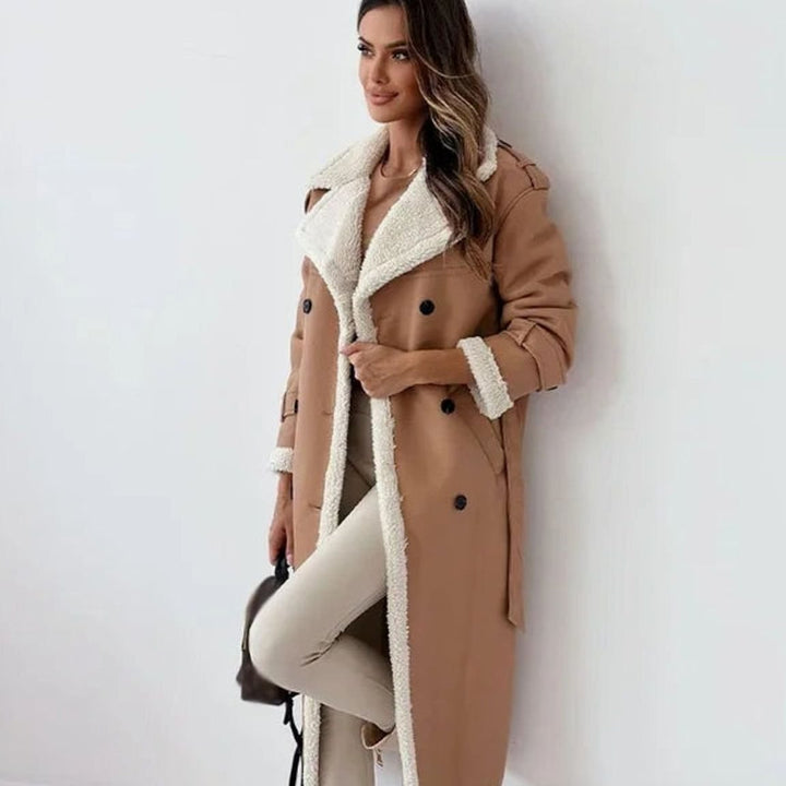 Elfriede | Long Winter Coat with Faux Shearling