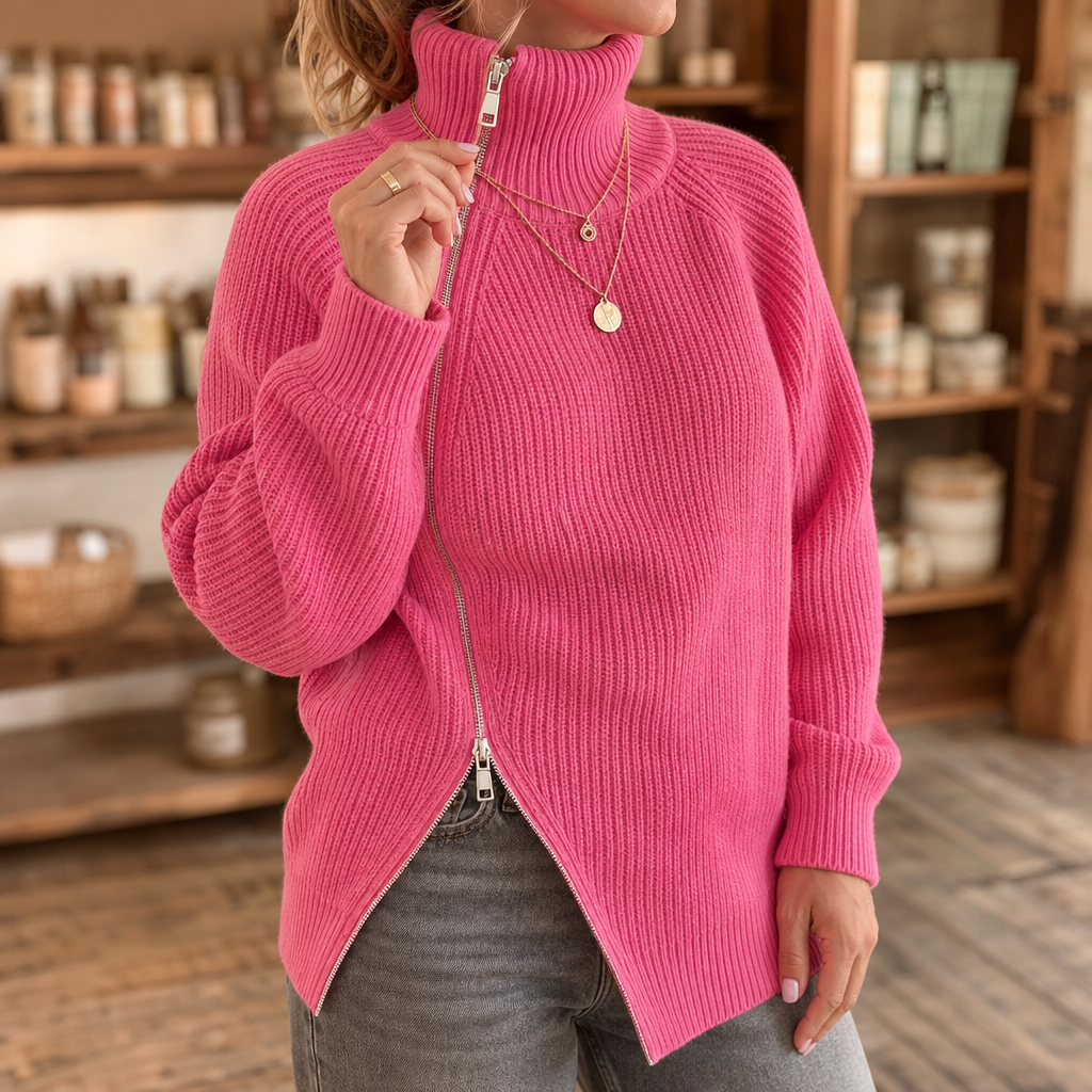 Wearbella | Asymmetrische Rits Ribbed Trui