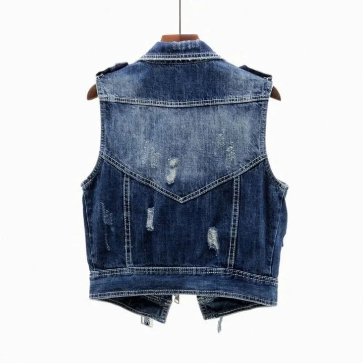 Marcel | Gilet da motociclista in denim effetto vissuto, comodo e di stile