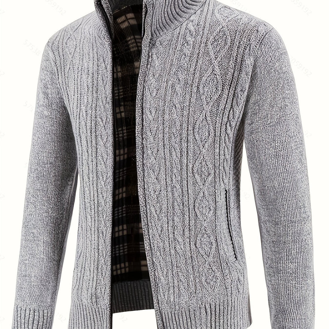 Walter | Full-Zip Cardigan – Textured Design for Men