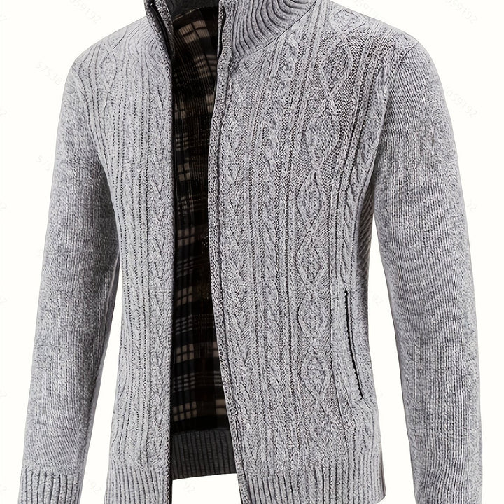 Walter | Full-Zip Cardigan – Textured Design for Men