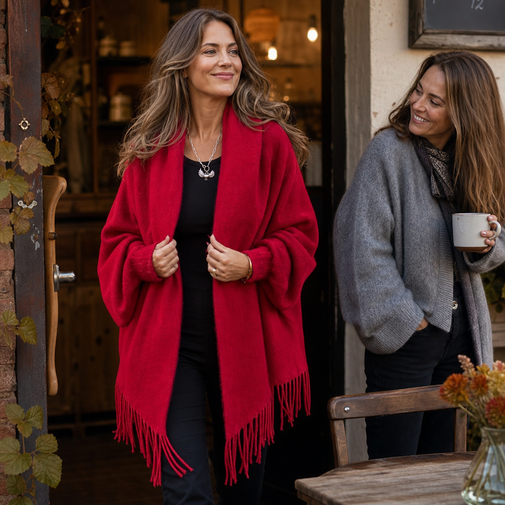 Mantelle | Draped Shawl Collar Open-Front Wool Coat