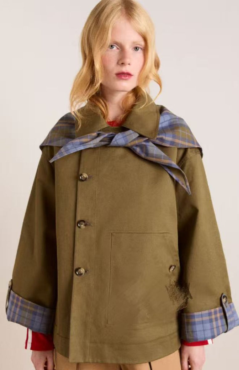 Olivia | Stylish And Trendy Check Collar Trench Coat