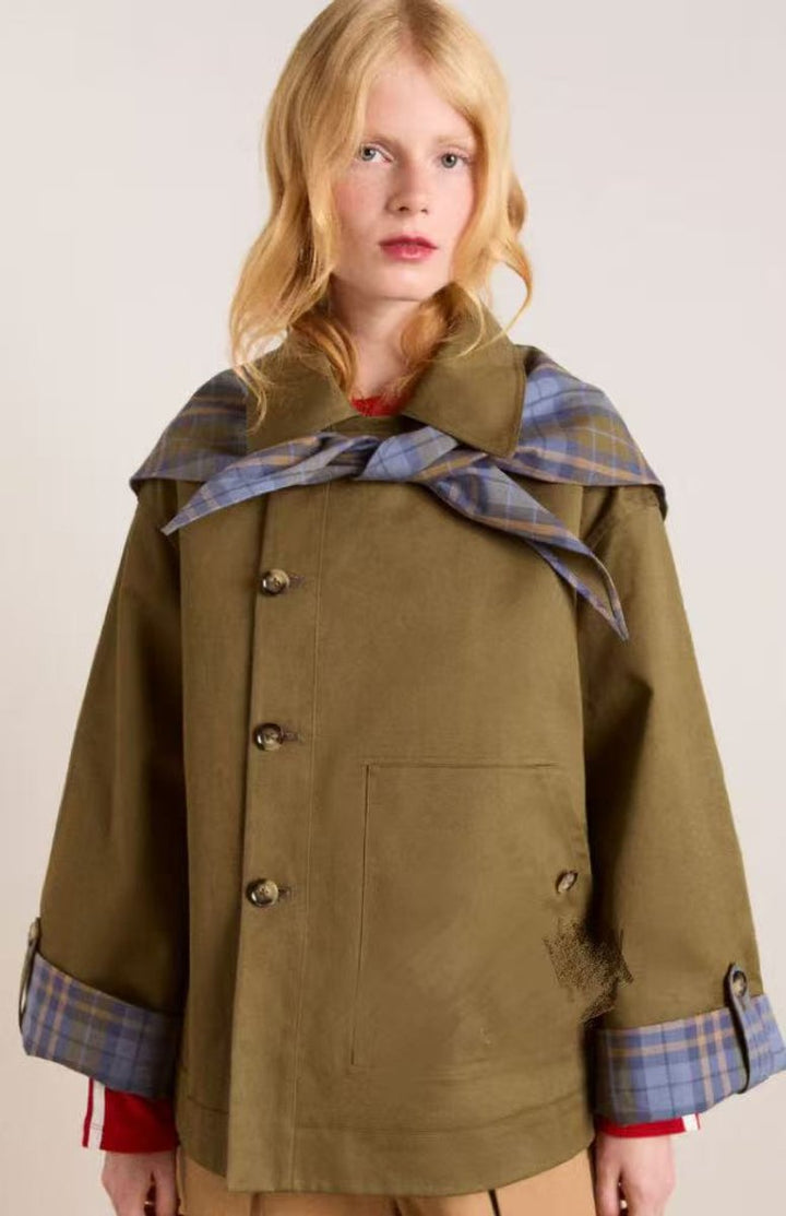 Olivia | Stylish And Trendy Check Collar Trench Coat