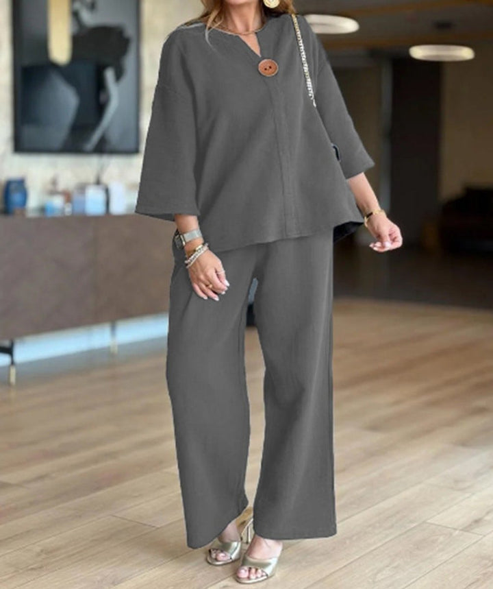 Sophia | Casual Tunic Top & Wide-Leg Trousers Set