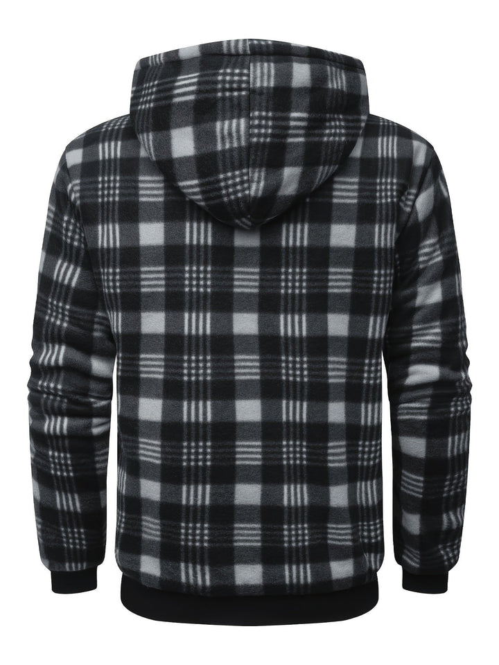Declan | Zip-Up Hooded Jacket – Cozy Plaid Design for Men