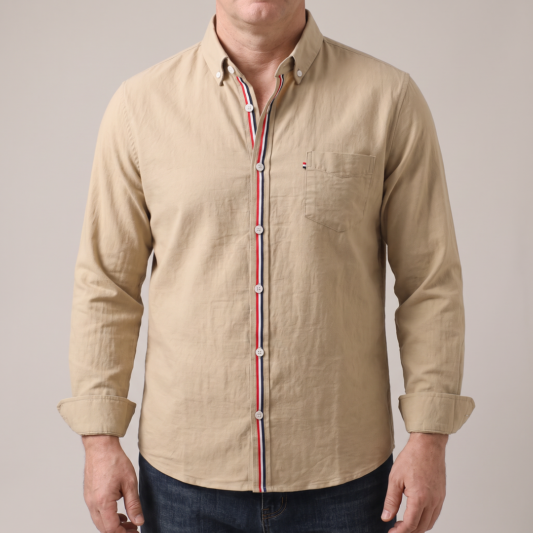 Emilio | Linen Shirt – Crisp Stripe-Trimmed Casual Style for Men