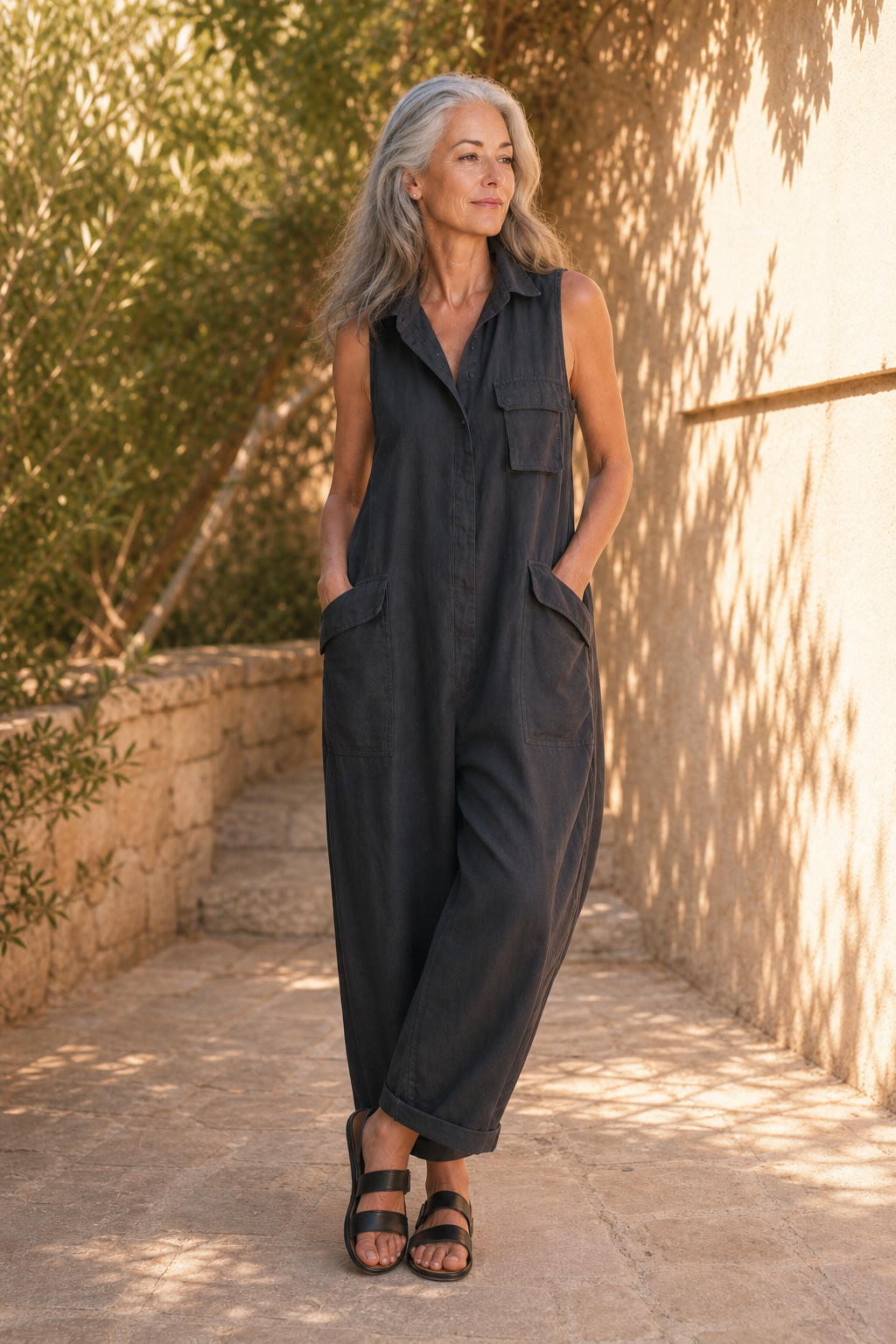 Isla Belle | Open High-Neck Flowy Jumpsuit for Women